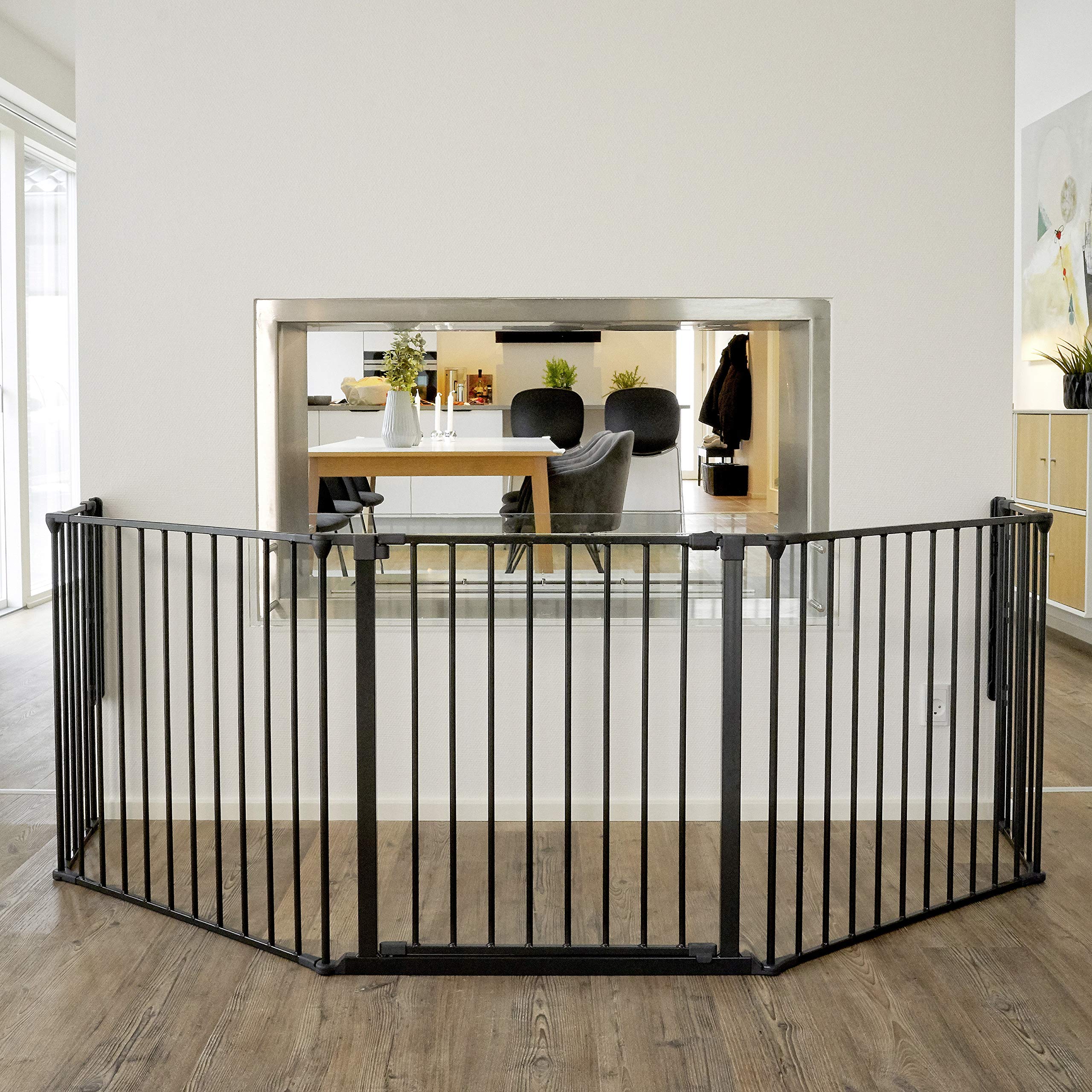 dolle-mini-kaminschutzgitter-schwarz-bis-278cm-5-teilig-mit-t-r image 2