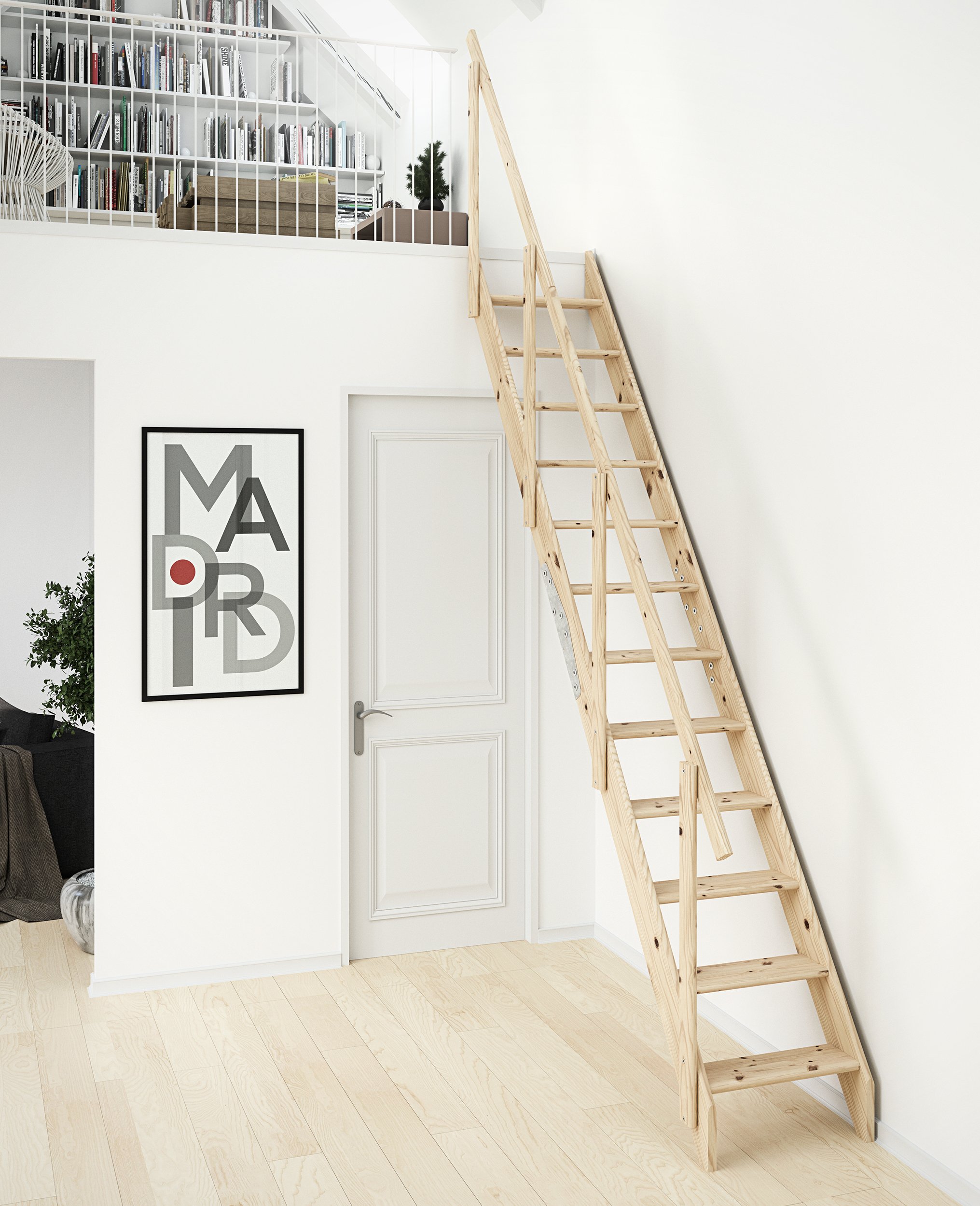 dolle-basel-raumspartreppe-fichte-283-5-cm-mit-handlauf image 3
