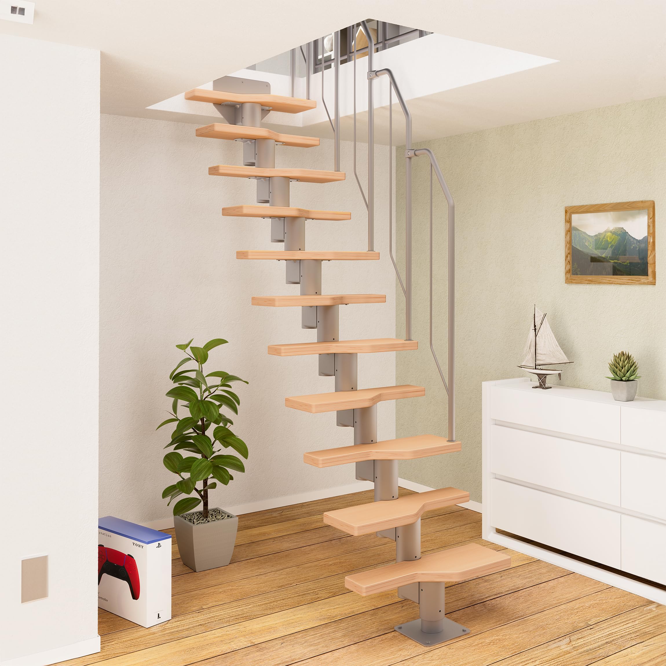 dolle-berlin-treppe-innen-buche-58cm-222-276cm-mit-gel-nder image 2